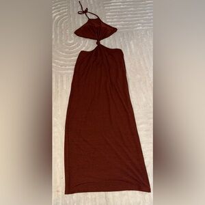 SHEIN maroon Halter Maxi Dress